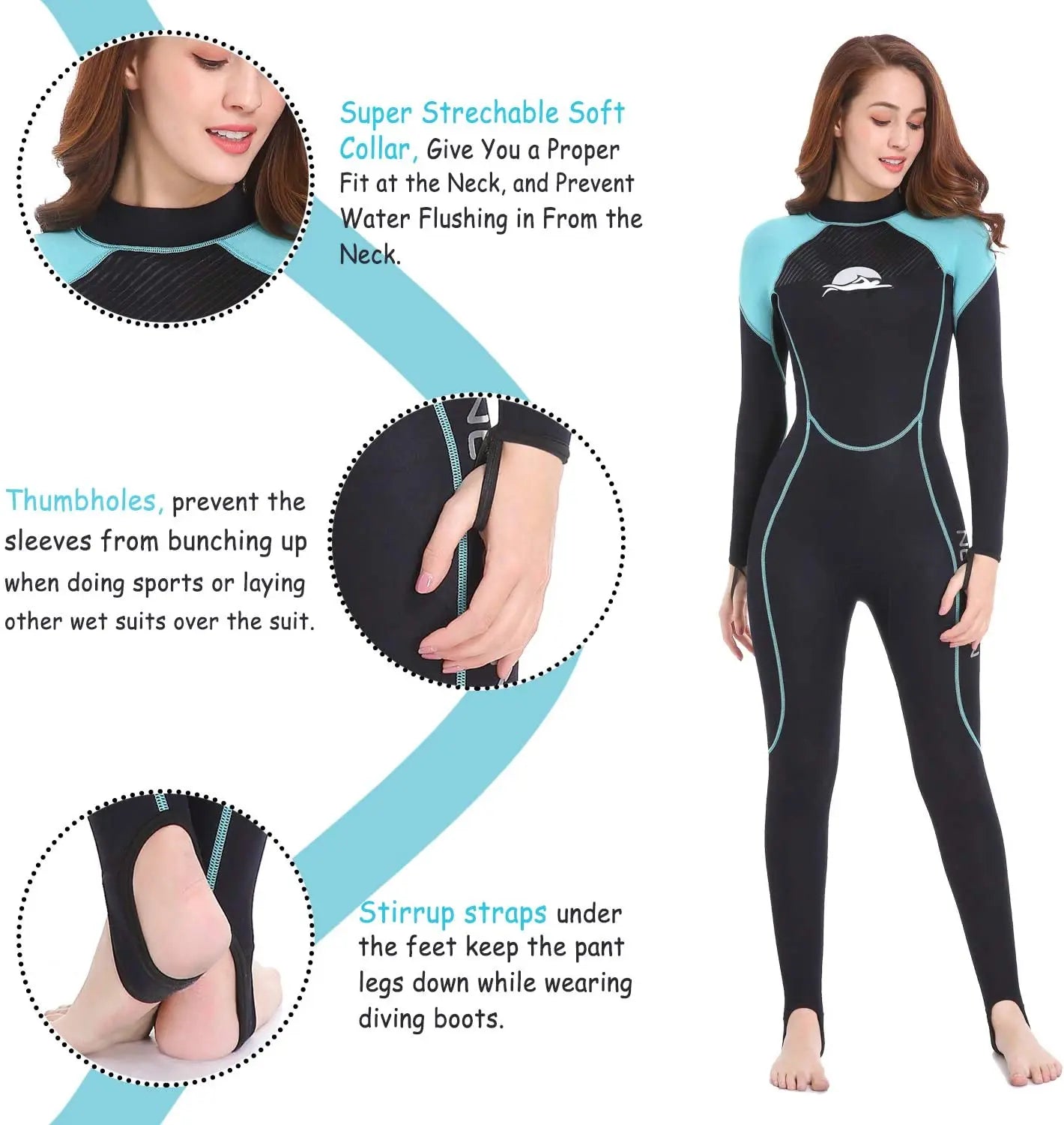 Stylish neoprene wetsuit for diving, swimming, and surfing