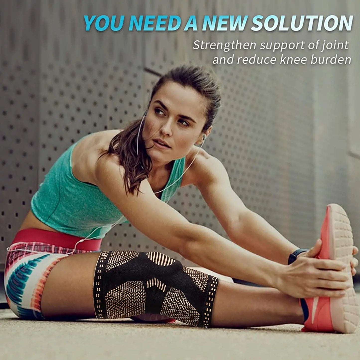 Supportive knee brace in action during sports