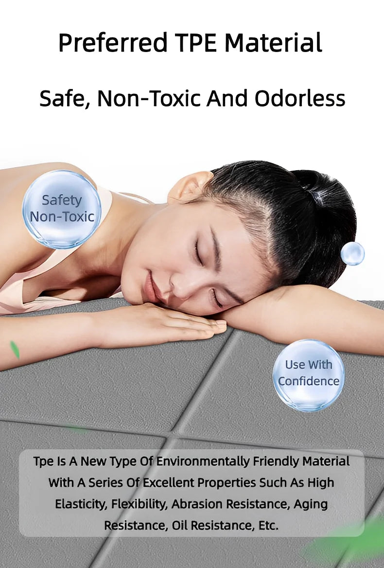 Foldable yoga mat with non-slip texture, perfect for home