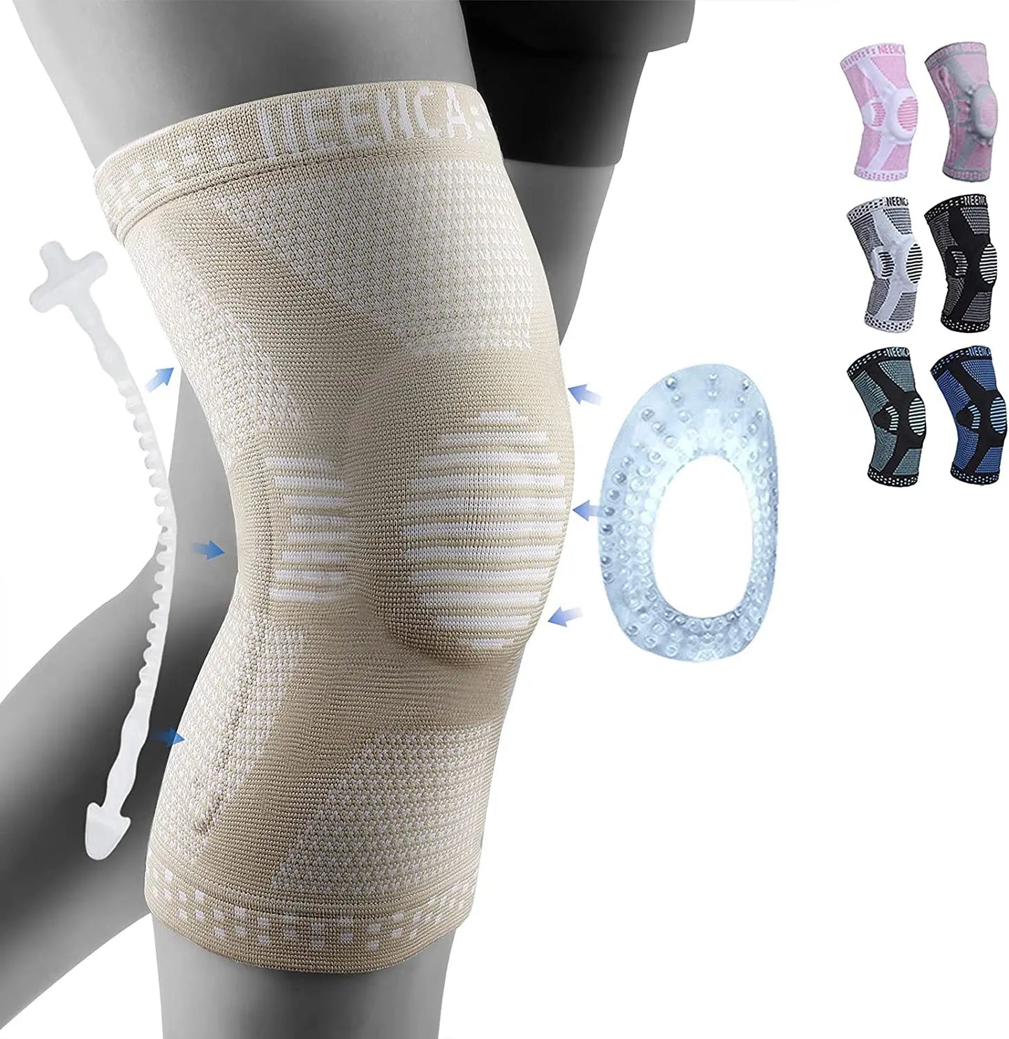 Supportive knee brace in action during sports