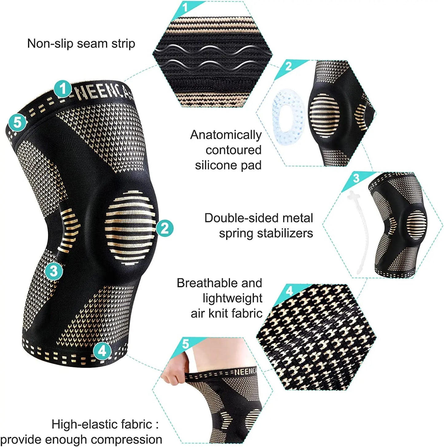 Supportive knee brace in action during sports