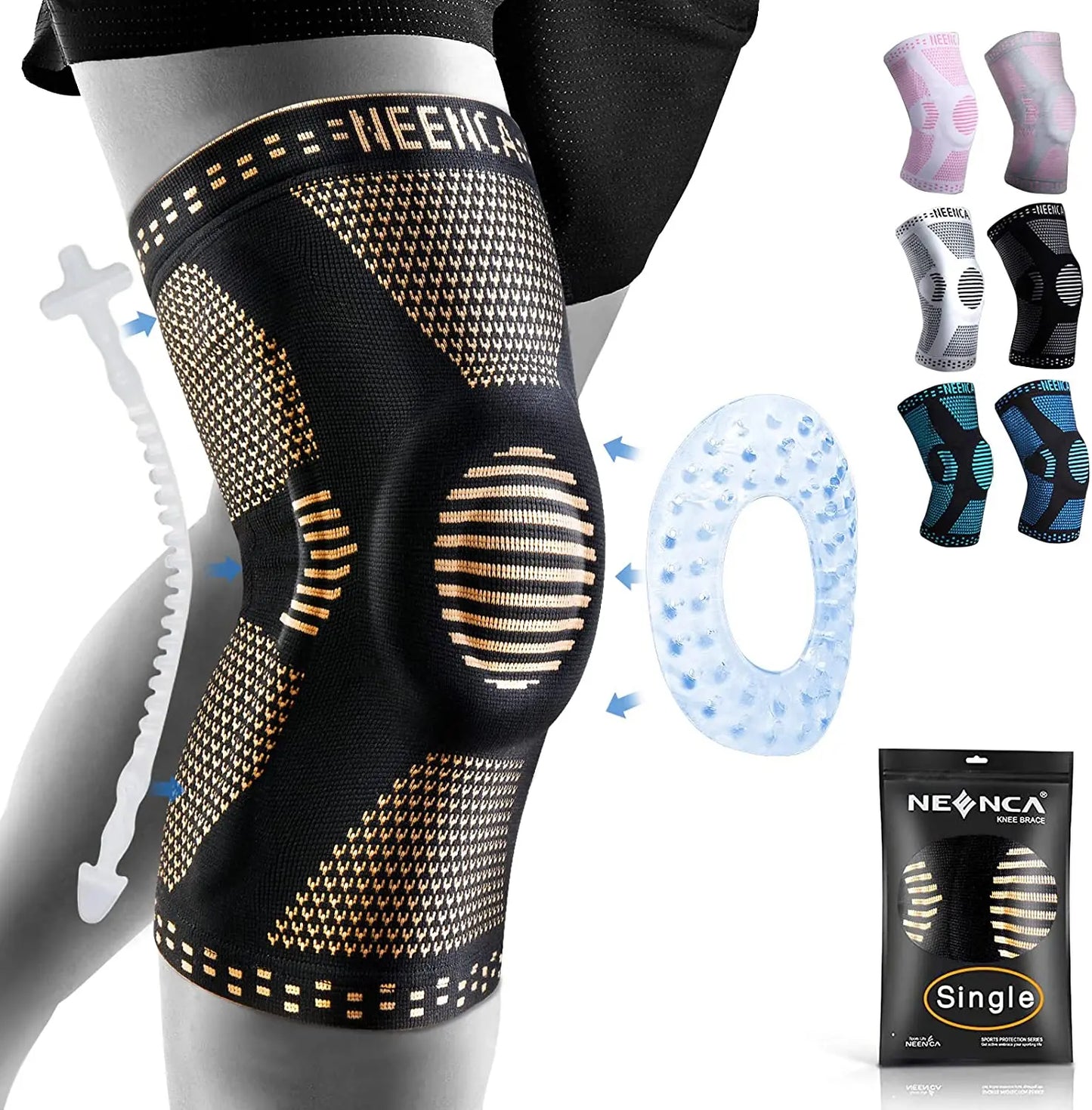 Supportive knee brace in action during sports