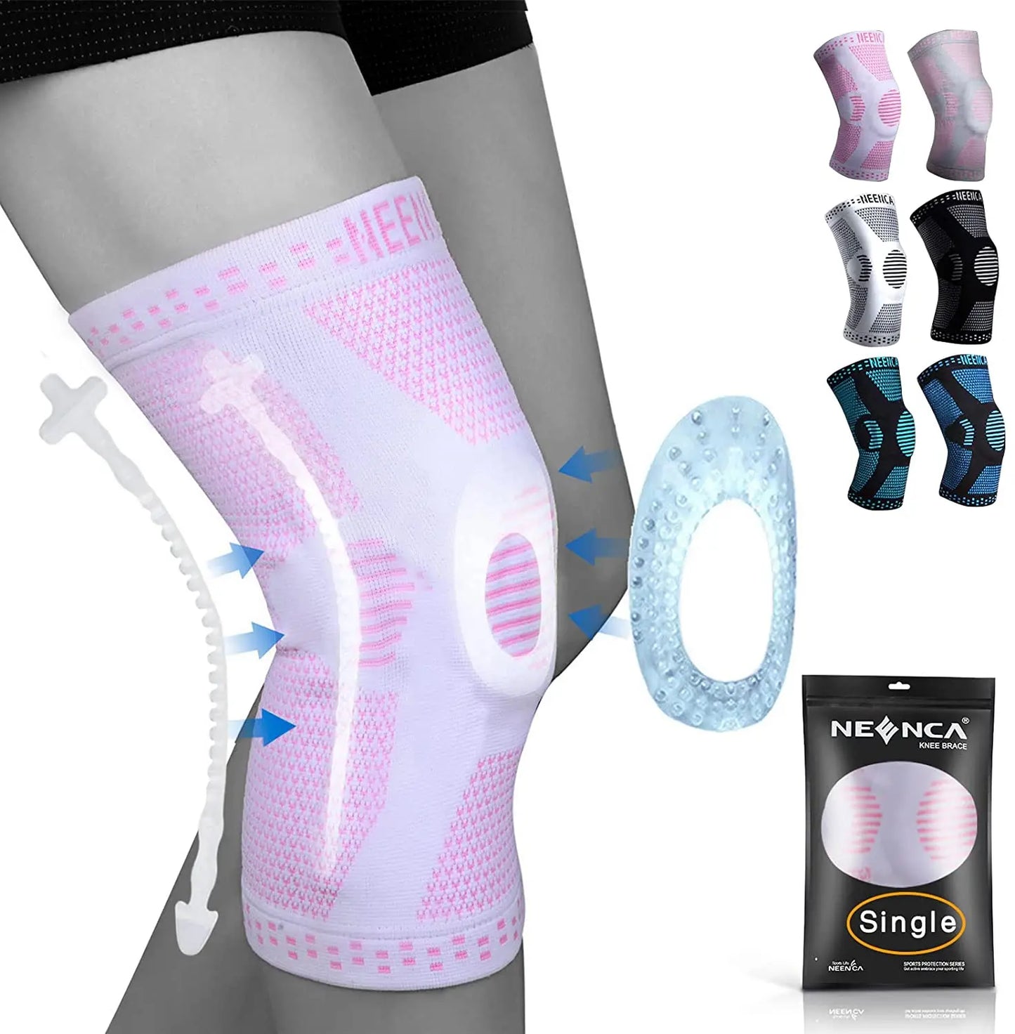 Supportive knee brace in action during sports