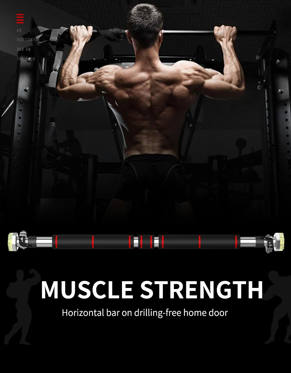 Pull Up Bar securely installed in a doorway, showcasing stability