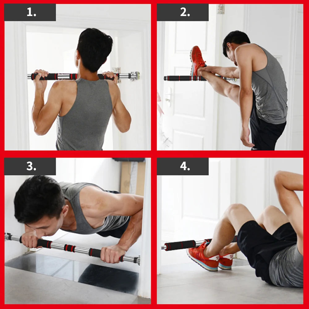 Pull Up Bar securely installed in a doorway, showcasing stability