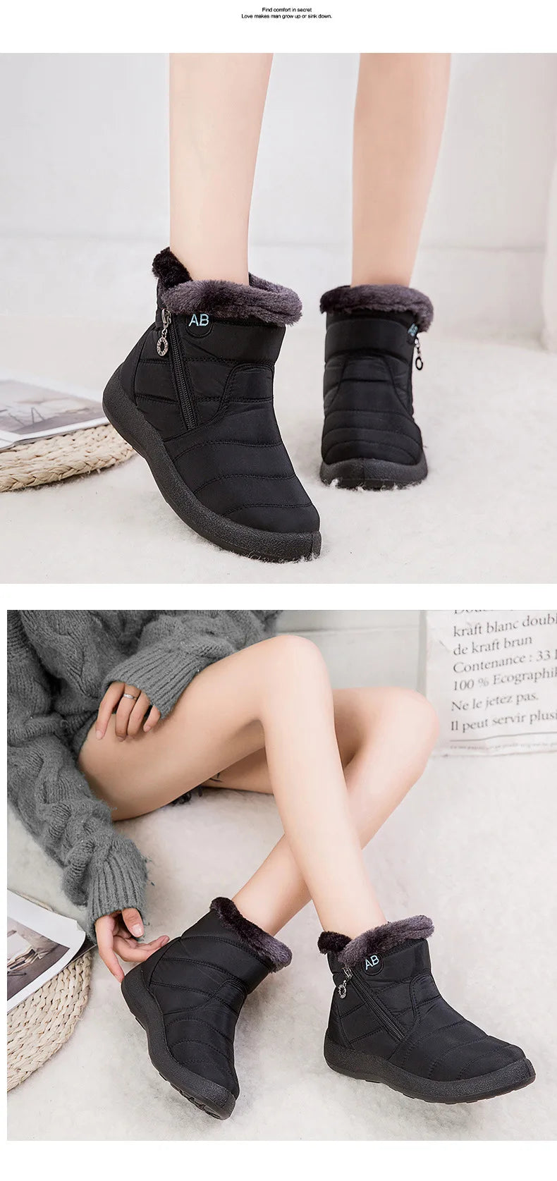 Close-up of the plush lining inside the boots for added warmth