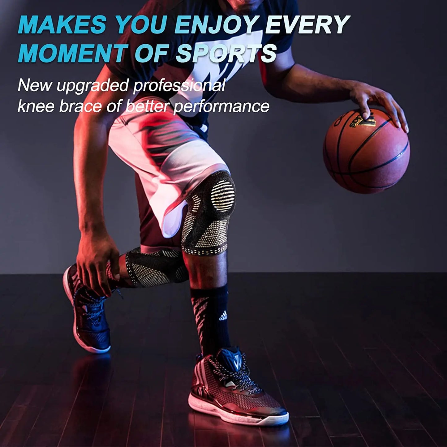 Supportive knee brace in action during sports