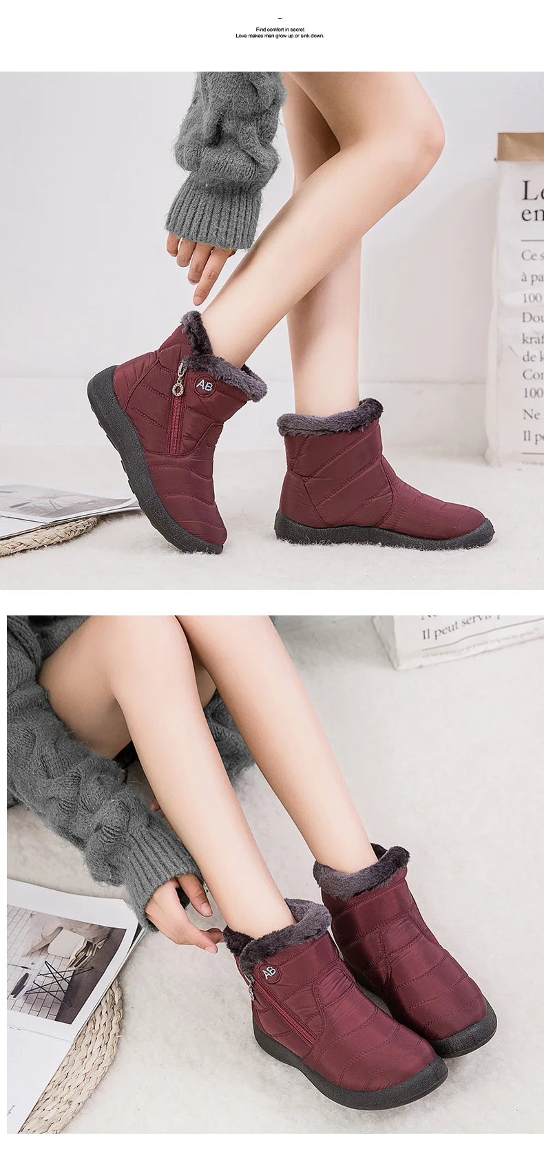 Close-up of the plush lining inside the boots for added warmth