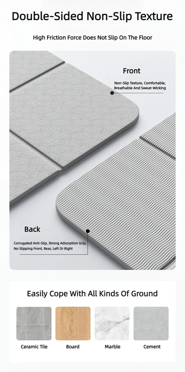 Foldable yoga mat with non-slip texture, perfect for home