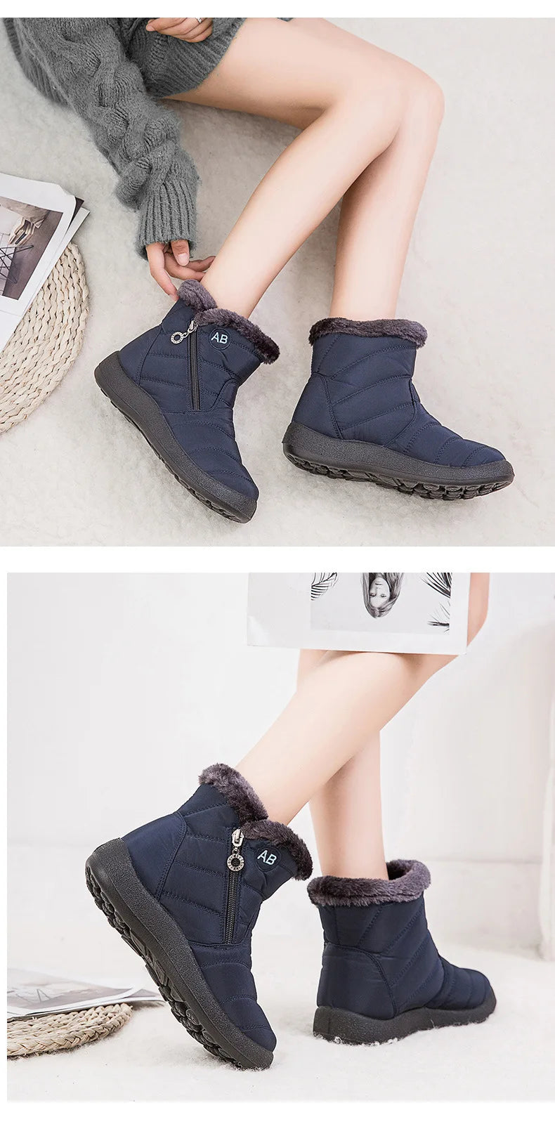 Close-up of the plush lining inside the boots for added warmth