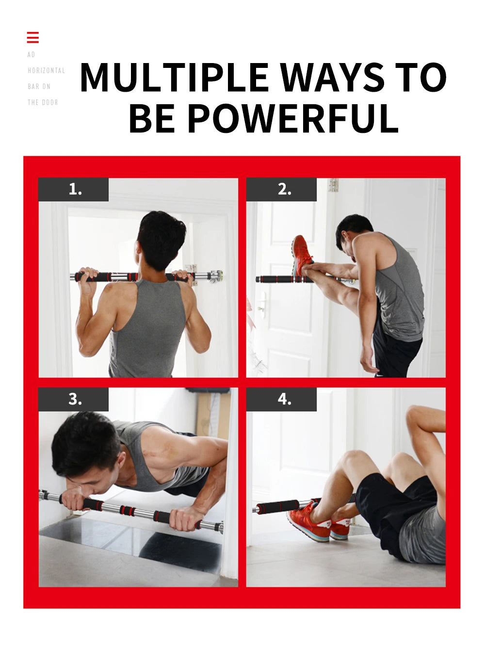 Pull Up Bar securely installed in a doorway, showcasing stability