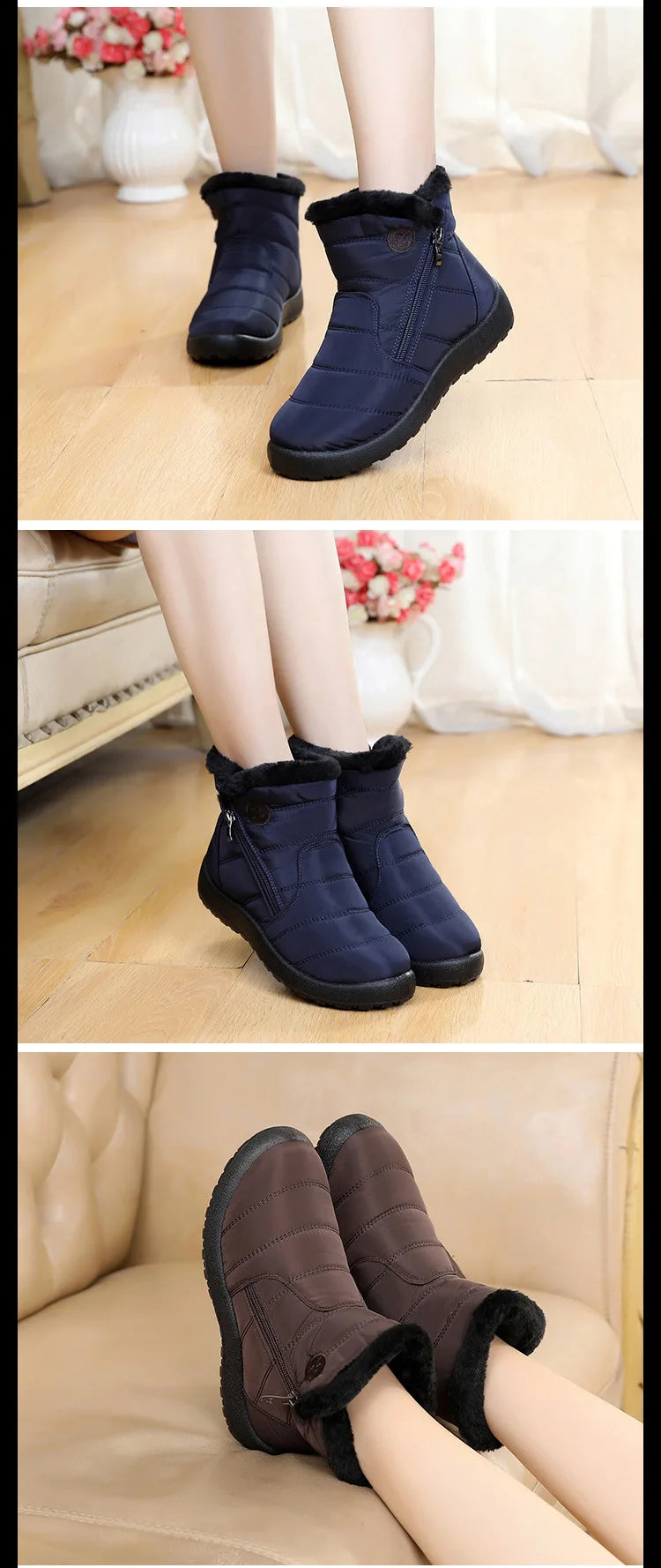 Close-up of the plush lining inside the boots for added warmth