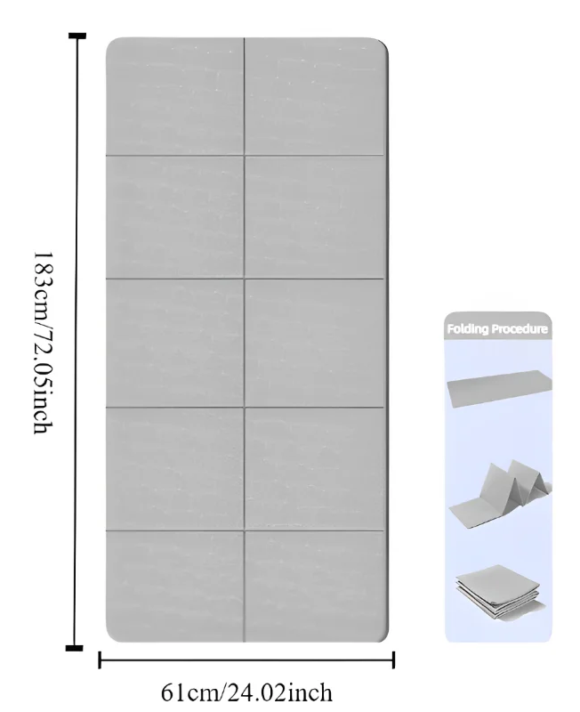 Foldable yoga mat with non-slip texture, perfect for home