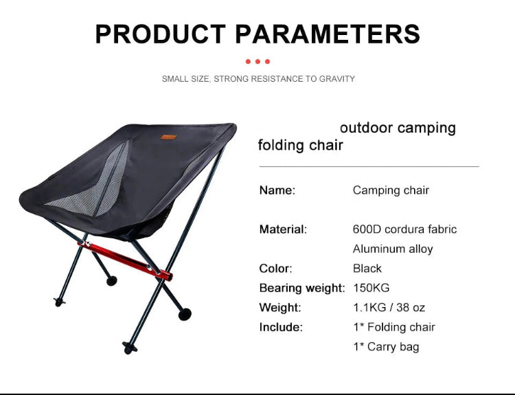 Durable aluminum camping chair with a carry bag