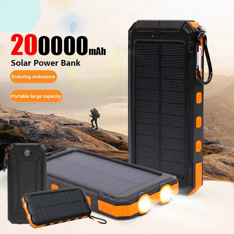 Solar-powered portable charger with built-in flashlight