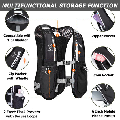 Breathable hydration vest with multiple pockets