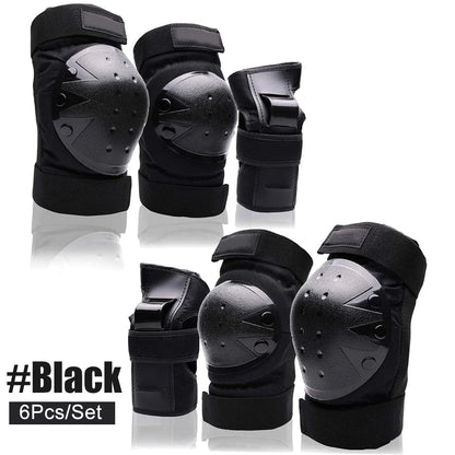 Set of six protective gear items for skateboarding