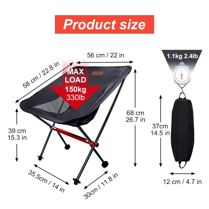 Durable aluminum camping chair with a carry bag