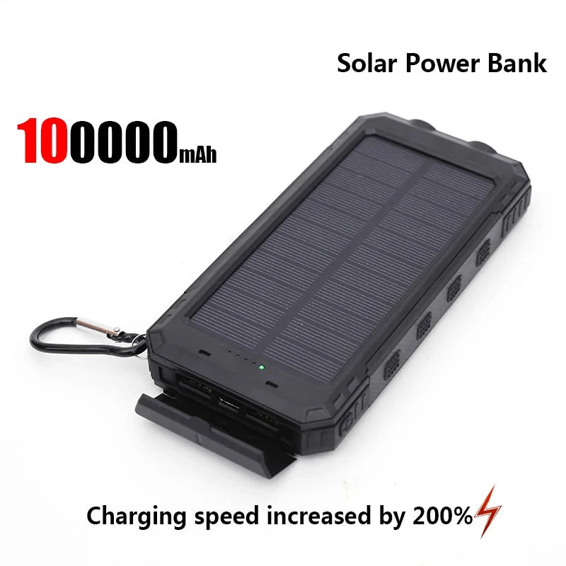 Solar-powered portable charger with built-in flashlight