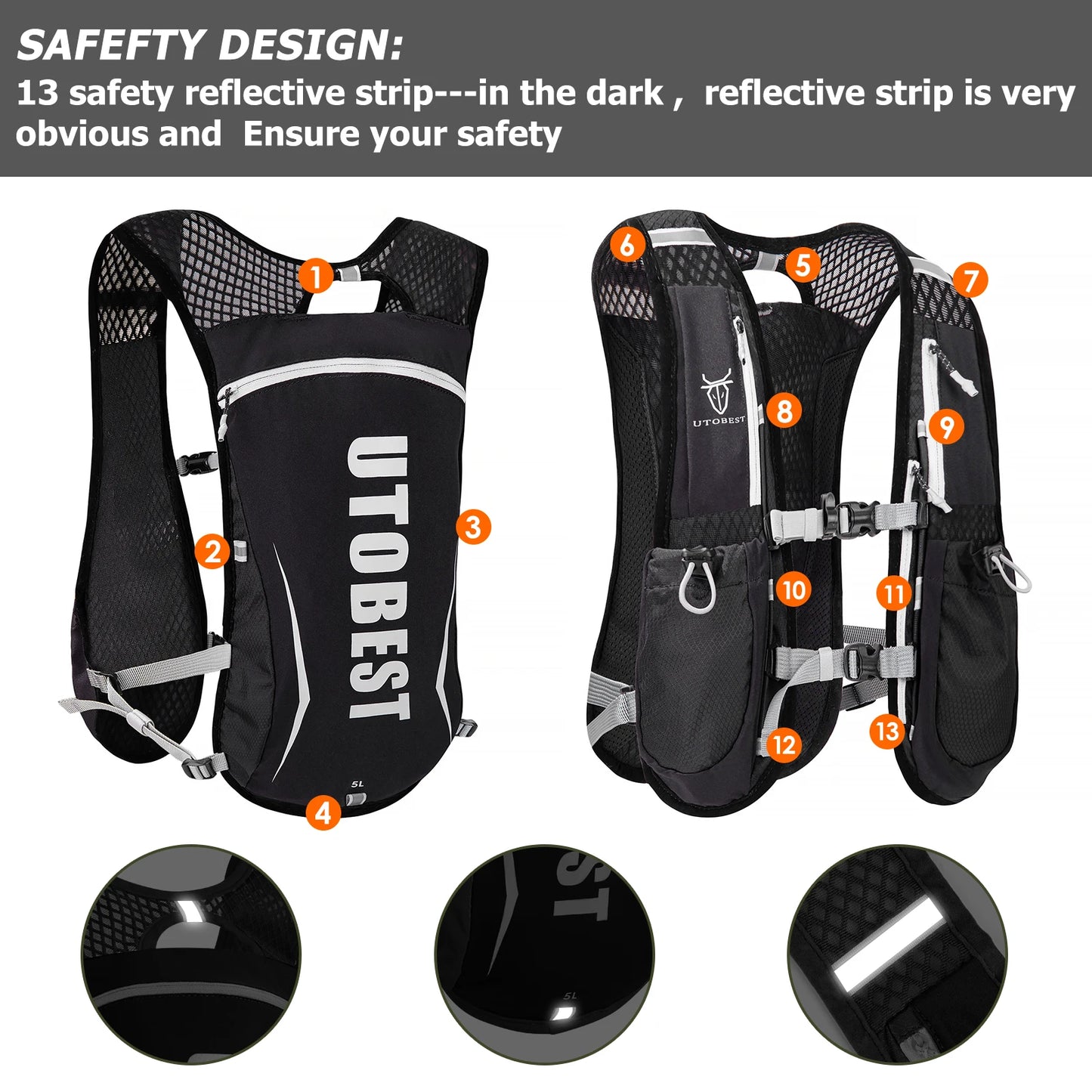 Breathable hydration vest with multiple pockets