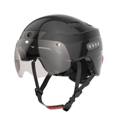 Cycling helmet with turn signal, safety lights, and magnetic glasses