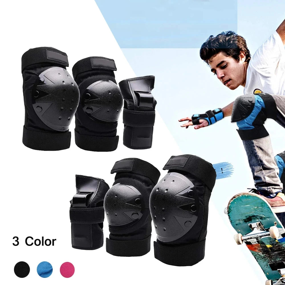 Set of six protective gear items for skateboarding