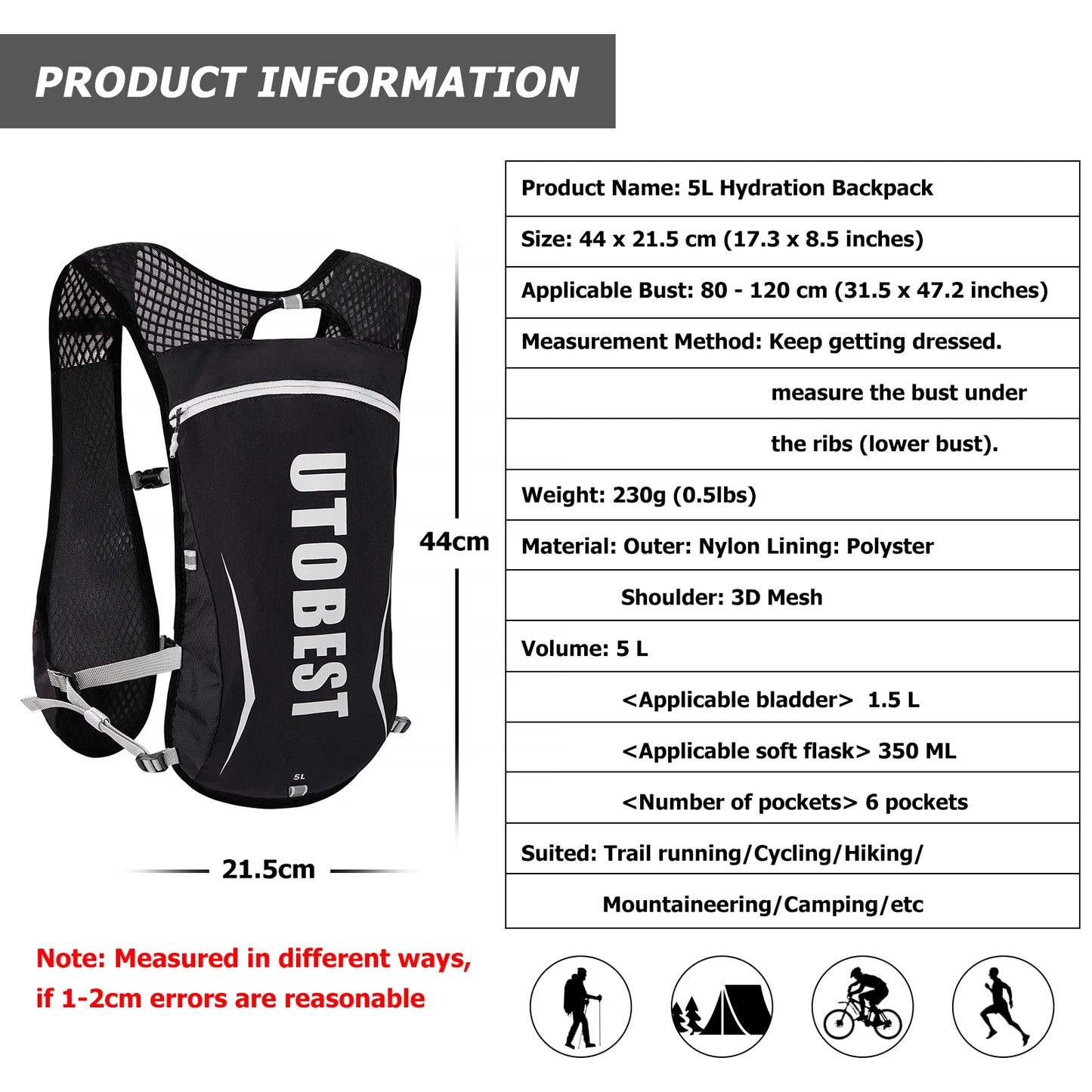 Breathable hydration vest with multiple pockets