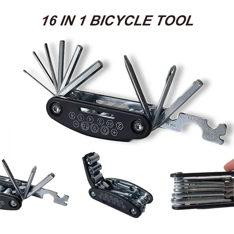 Compact and portable bicycle repair tool kit.