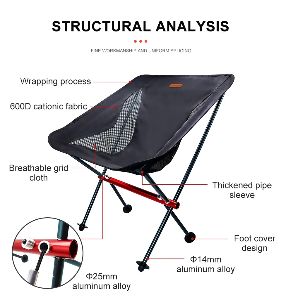 Durable aluminum camping chair with a carry bag