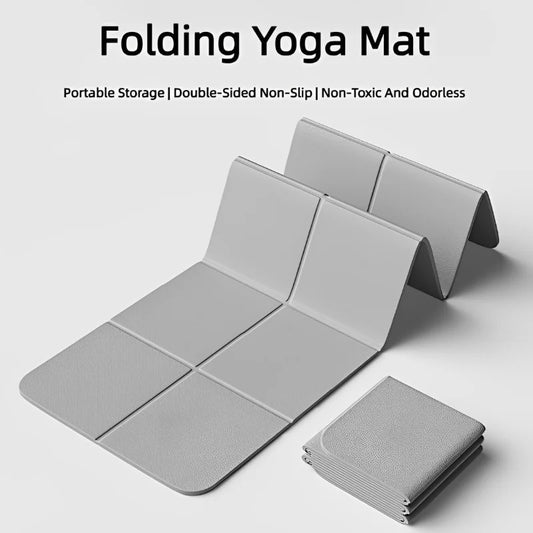 Foldable yoga mat with non-slip texture, perfect for home