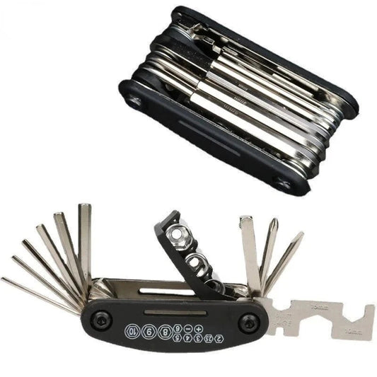 Compact and portable bicycle repair tool kit.