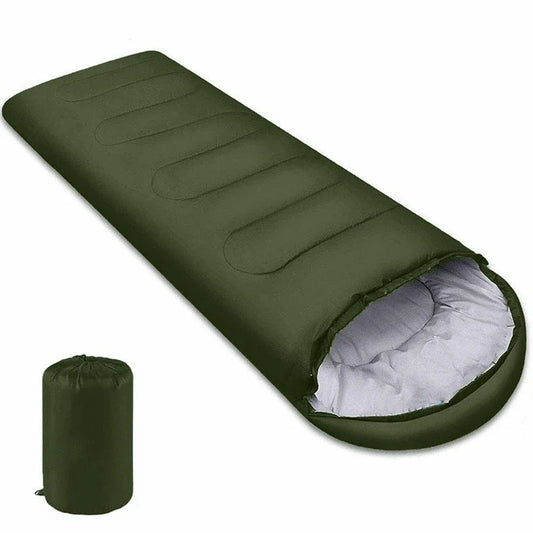 Outdoor setup featuring the green Waterproof Camping Sleeping Bag