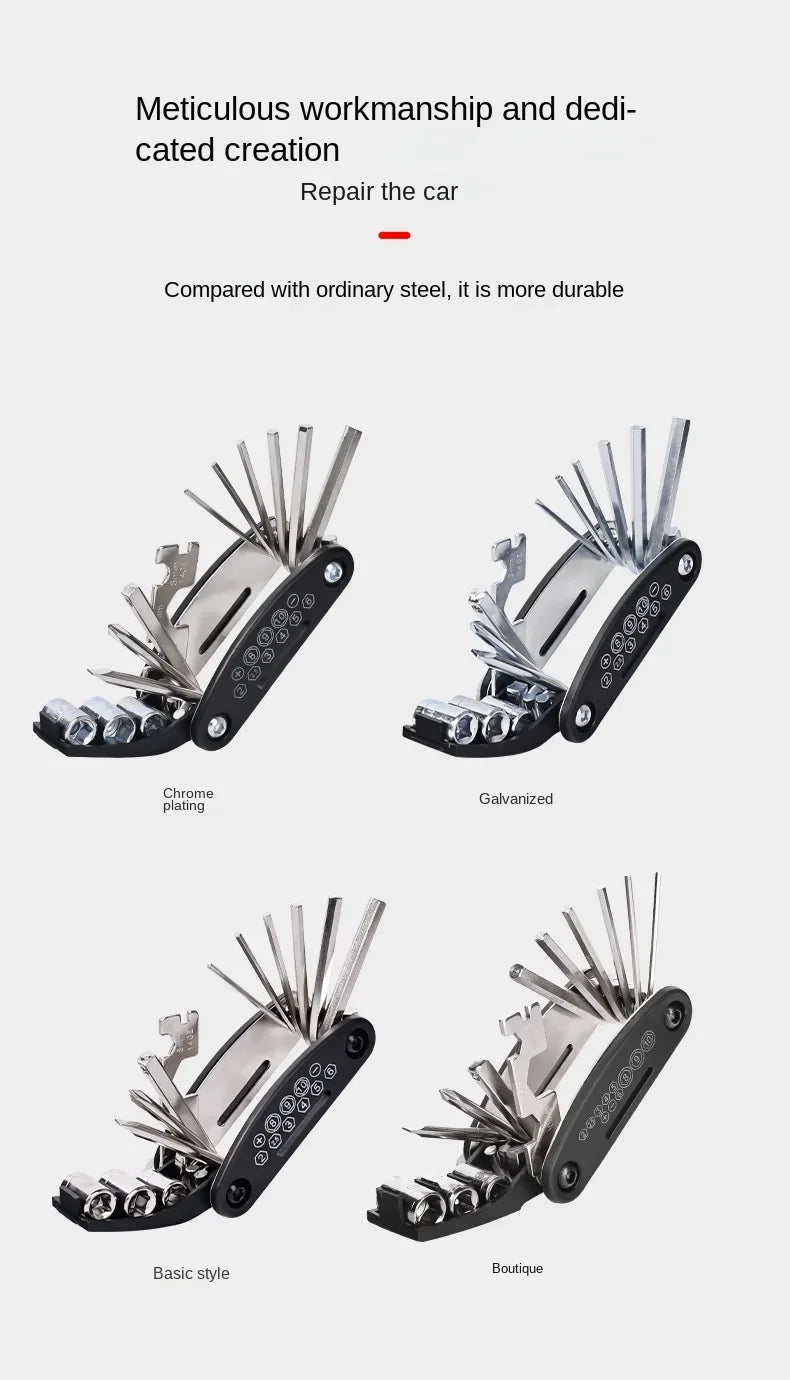 Compact and portable bicycle repair tool kit.