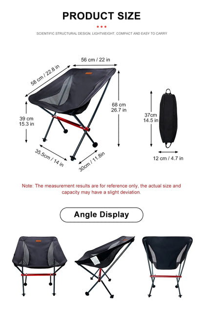 Durable aluminum camping chair with a carry bag