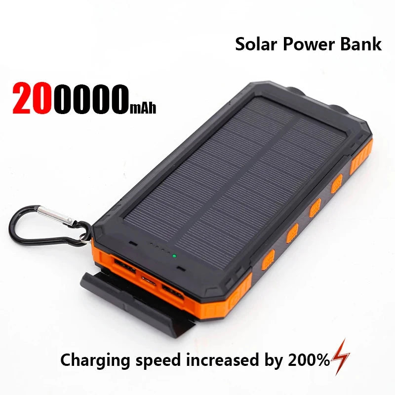 Solar-powered portable charger with built-in flashlight