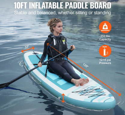 Inflatable paddleboard with seat attachment for fishing