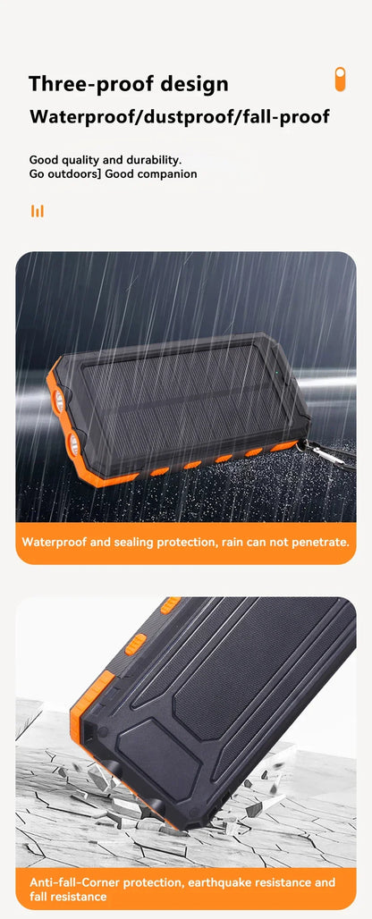 Solar-powered portable charger with built-in flashlight