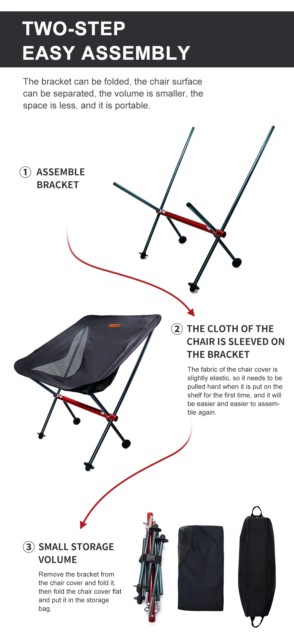 Durable aluminum camping chair with a carry bag