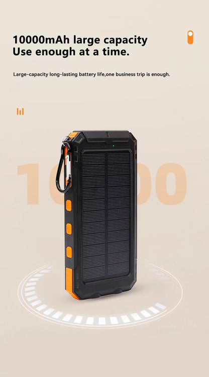 Solar-powered portable charger with built-in flashlight