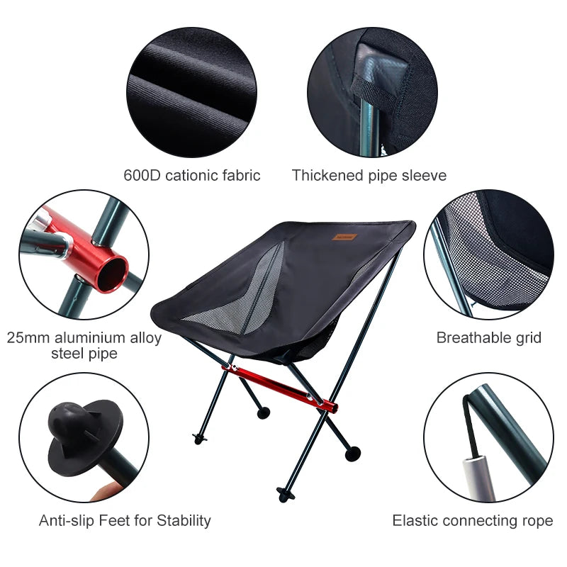 Durable aluminum camping chair with a carry bag