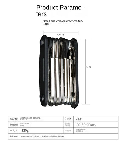 Compact and portable bicycle repair tool kit.