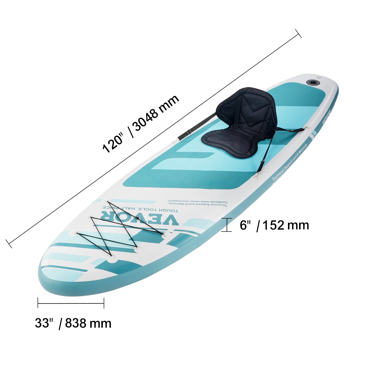 Inflatable paddleboard with seat attachment for fishing