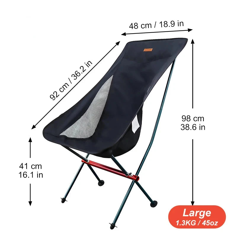 Durable aluminum camping chair with a carry bag