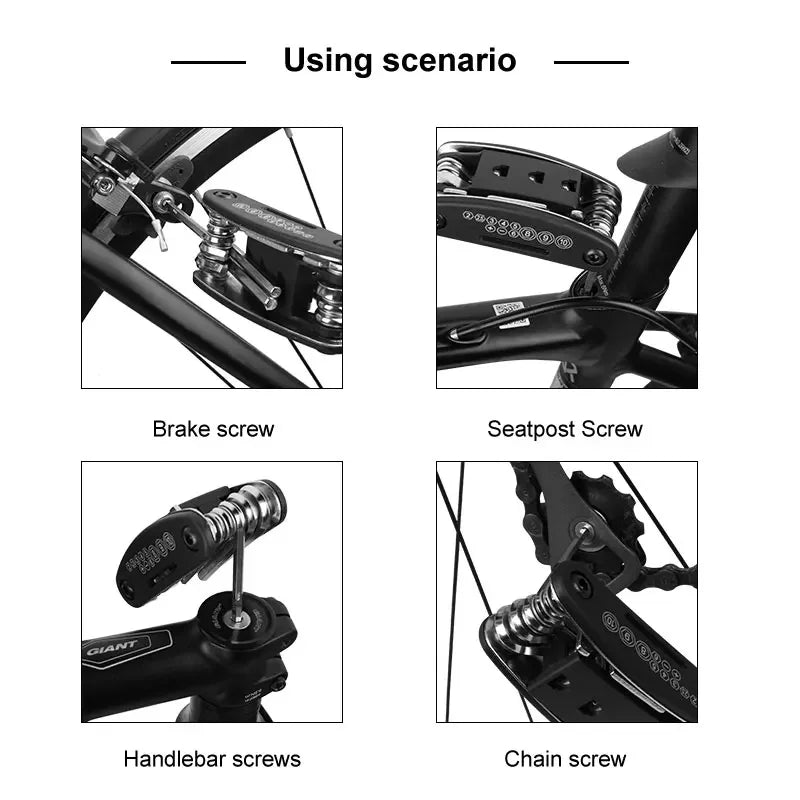 Compact and portable bicycle repair tool kit.