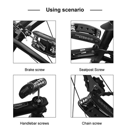 Compact and portable bicycle repair tool kit.