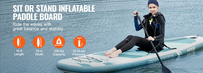 Inflatable paddleboard with seat attachment for fishing